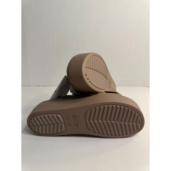 0145 Crocs Brooklyn Buckle Low Wedge Beige-US 9 Womens - Picture 4 of 5